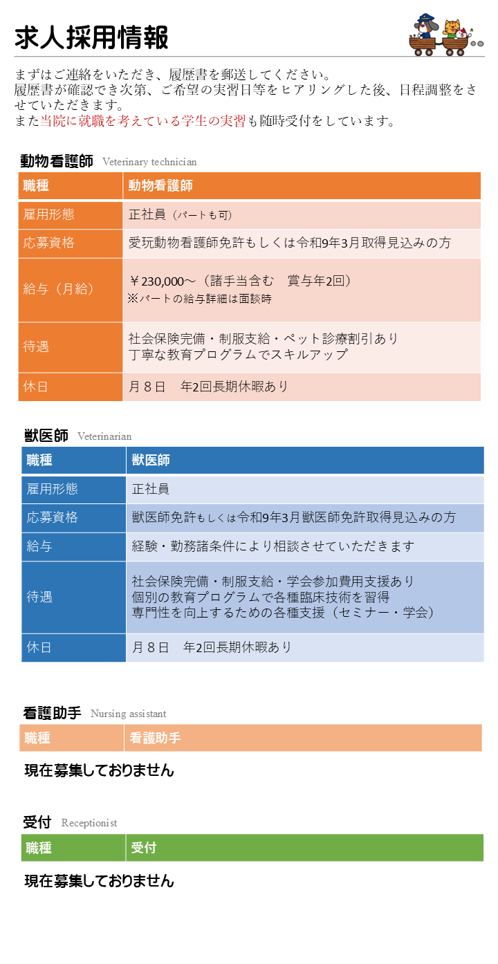 求人募集（VTとVetのみ）